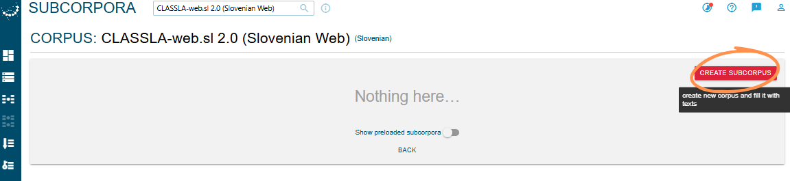 Create Subcorpus