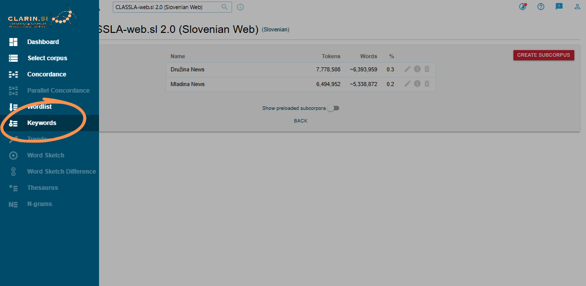 Sidebar Keyword tool